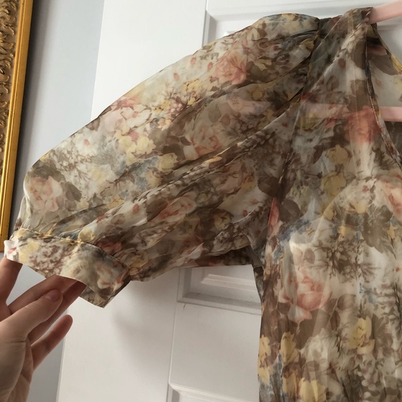 Danielle Bernstein Watercolor Puff Sleeve Mini Dress - Picture 4 of 5